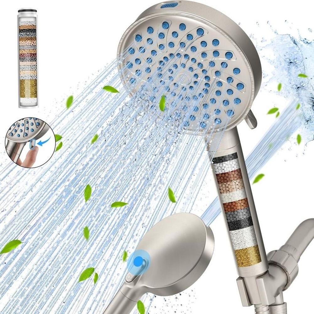 Cobbe Filtered Handheld Shower Head 7-Mode High Pressure Chlorine Filter Chrome